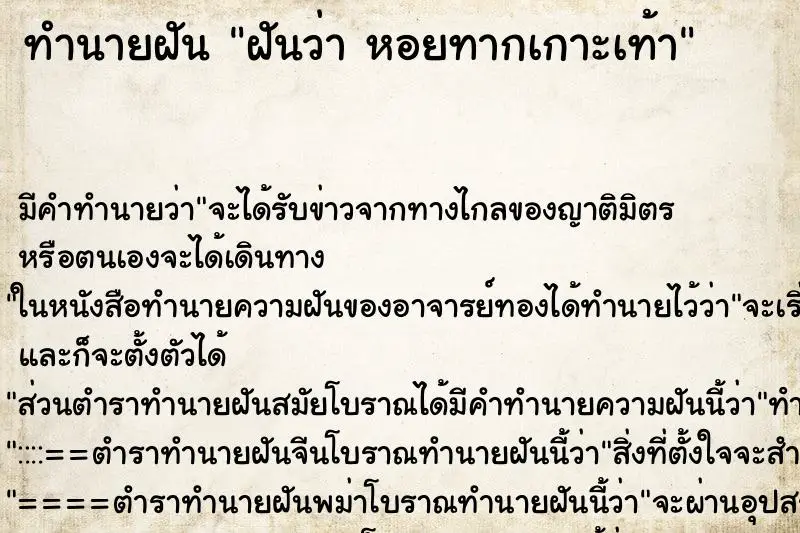 ทำนายฝัน ฝันว่า หอยทากเกาะเท้า ทำนายฝัน ฝันว่า หอยทากเกาะเท้า